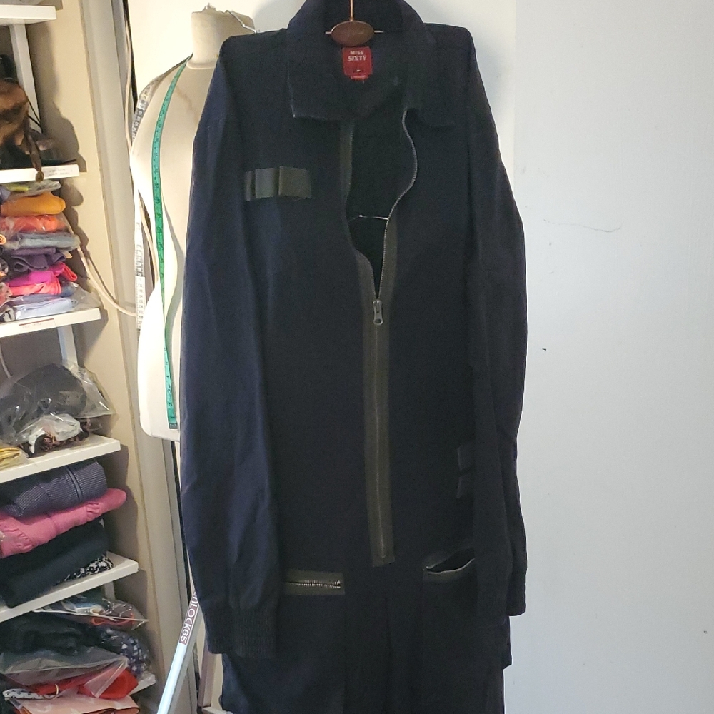 Miss Sixty Navy Zip-Front Trench Coat - Picture 1 of 8